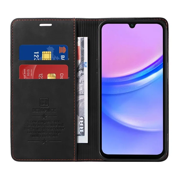 BETOPNICE 003 Чехол-книжка для Samsung Galaxy A16 5G / A16 4G с подставкой и защитой от царапин, кожаный чехол-бумажник для телефона - черный