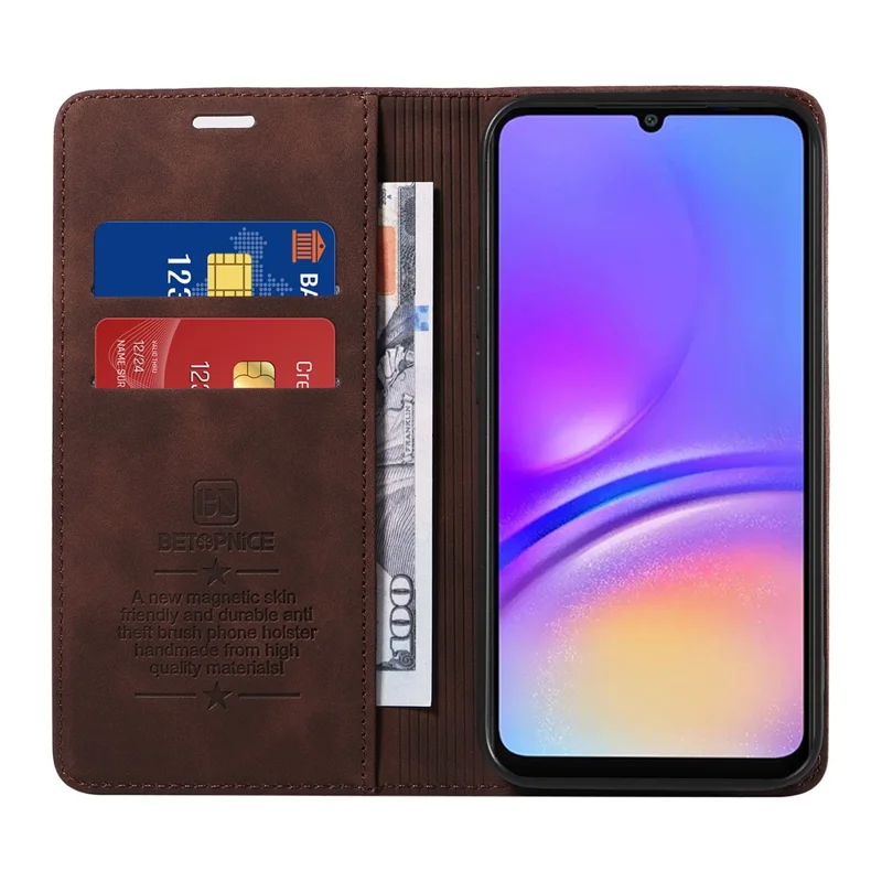 BETOPNICE 003 For Samsung Galaxy A06 4G Wallet Case Leather Phone Cover with Stand - Brown