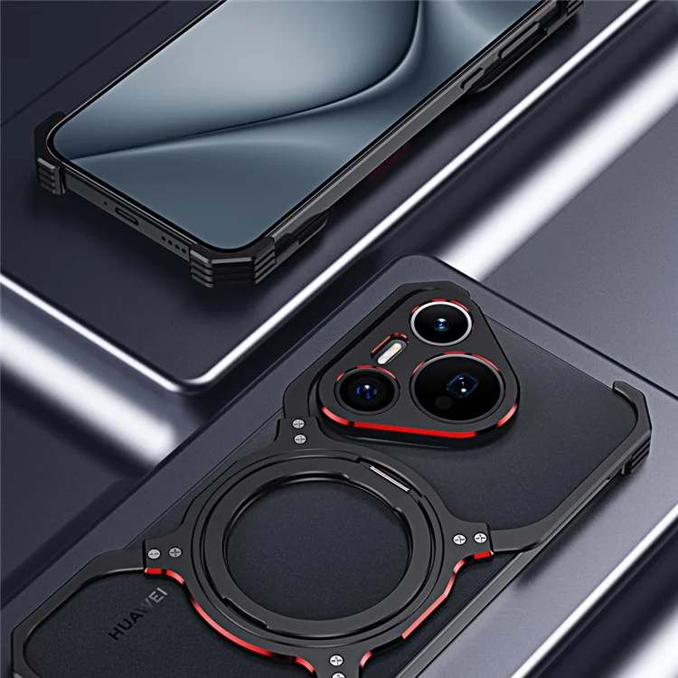 Per Huawei Pura 70 Pro / 70 Pro+ Metal Bumper Case Supporto Magnetico Custodia per Telefono - Nero / Blu