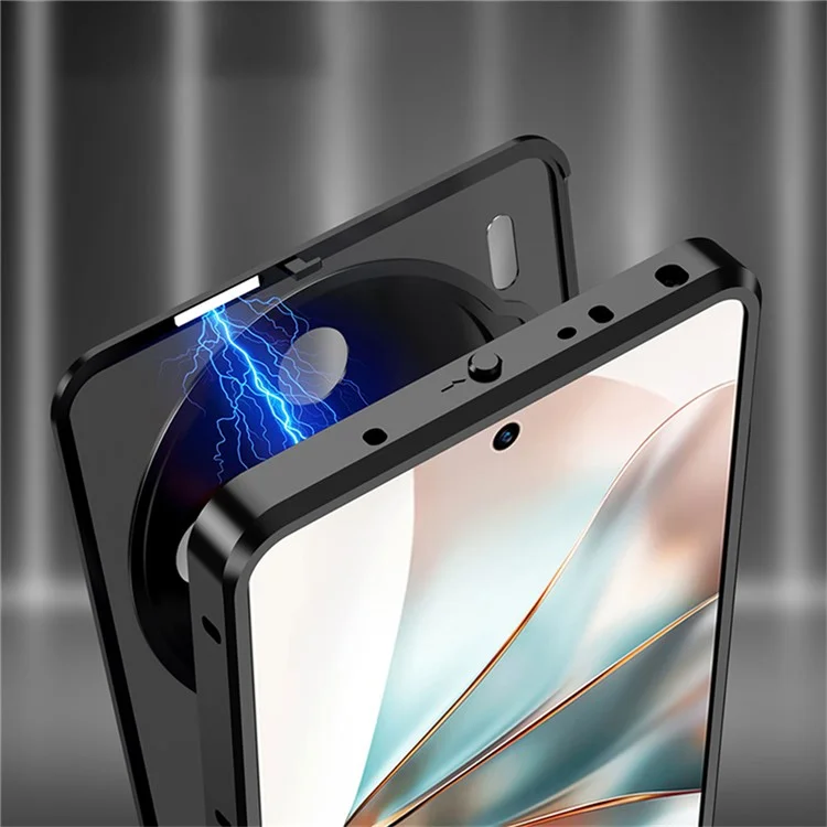 Per ZTE nubia Z60S Pro 5G Custodia Opaca in Lega di Alluminio+PC Custodia per Telefono Pop-Up Snap Lock - Nero