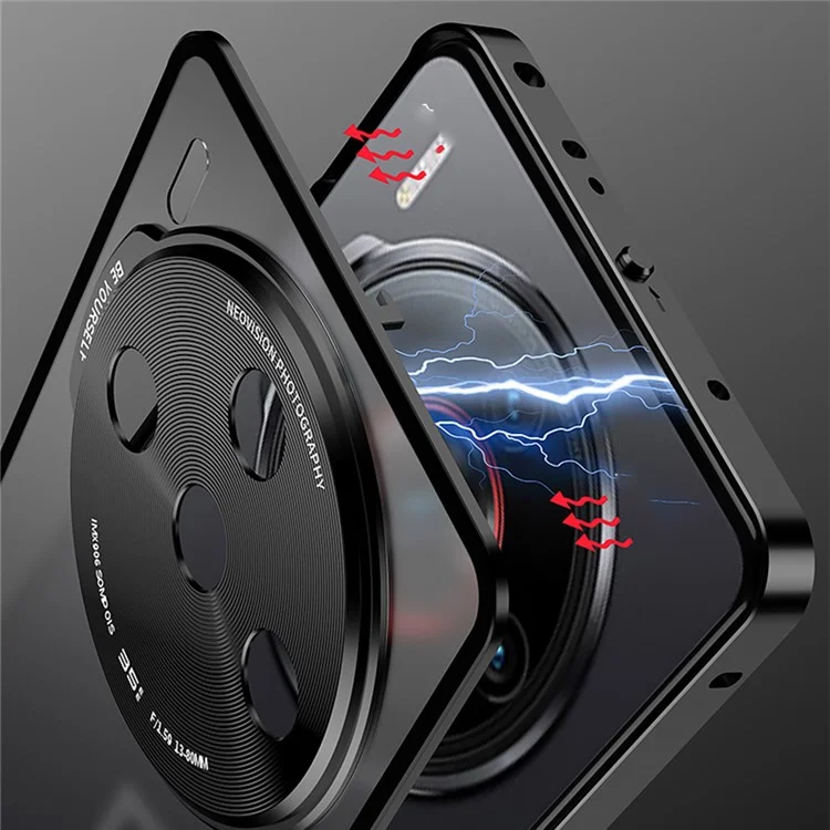 Per ZTE nubia Z60S Pro 5G Custodia Opaca in Lega di Alluminio+PC Custodia per Telefono Pop-Up Snap Lock - Nero
