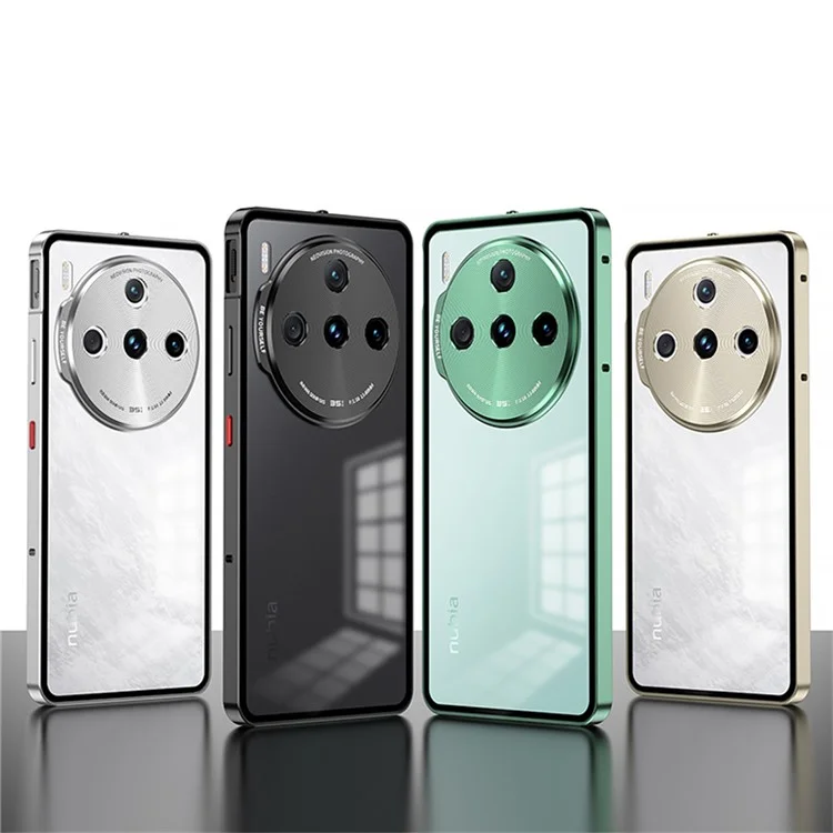 Per ZTE nubia Z60S Pro 5G Custodia Opaca in Lega di Alluminio+PC Custodia per Telefono Pop-Up Snap Lock - Nero