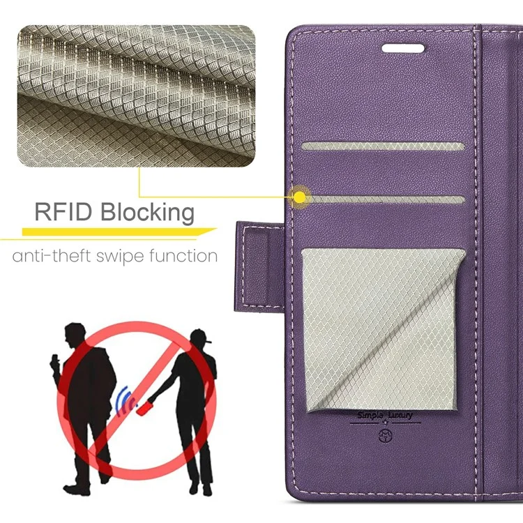 For Google Pixel 9 Pro XL Leather Case CASEME 023 RFID Blocking 3 Card Slot Mobile Cover - Purple