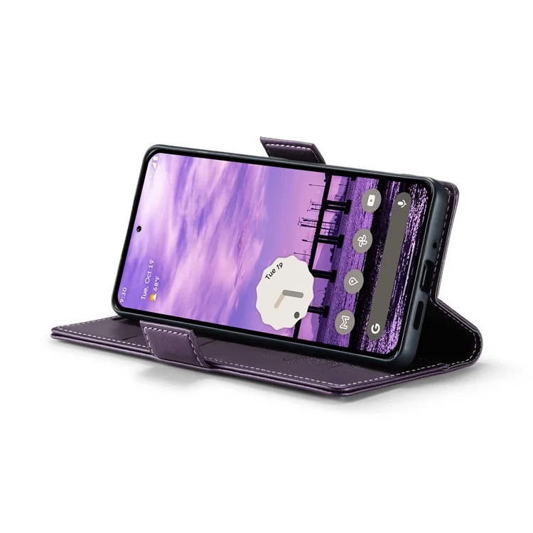 CASEME 023 Serie für Google Pixel 9 Pro / Pixel 9 Hülle RFID-Blocking Glänzende Ständer-Handyhülle - Lila