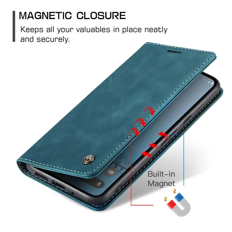 Capa para Google Pixel 9 Pro XL da série 013 da CASEME com suporte para cartão e cobertura de telefone de couro - Azul