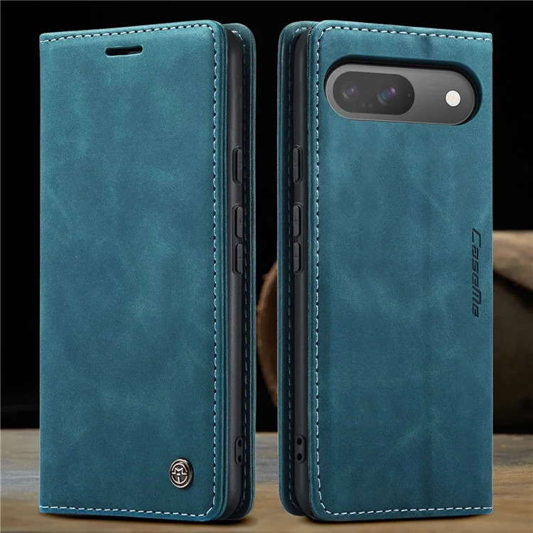 CASEME 013 Series Para Google Pixel 9 Pro / Pixel 9 Case Titular do Cartão Suporte Capa de Telefone de Couro - Azul