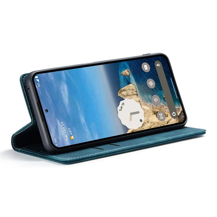 CASEME 013 Series Para Google Pixel 9 Pro / Pixel 9 Case Titular do Cartão Suporte Capa de Telefone de Couro - Azul
