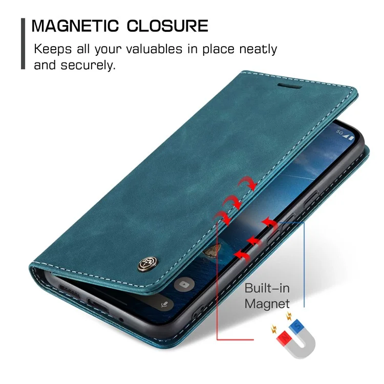 CASEME 013 Series Para Google Pixel 9 Pro / Pixel 9 Case Titular do Cartão Suporte Capa de Telefone de Couro - Azul