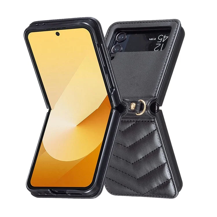 Para Samsung Galaxy Z Flip4 5g Caso Case Padrão Tampa Traseira Com Alça de Ombro - Preto