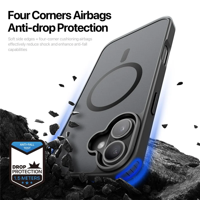 DUX DUCIS Yind Series For iPhone 16 Plus Case Compatible with MagSafe PC+TPU Matte Phone Cover - Black