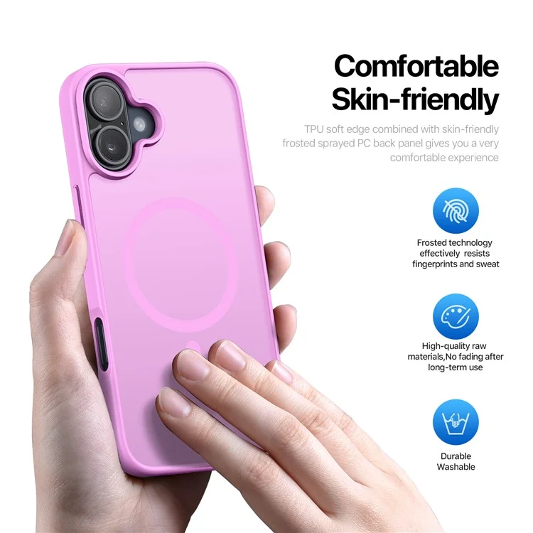 Capa DUX DUCIS Yind Series para iPhone 16 Plus compatível com MagSafe PC+TPU Capa de telefone fosca - Rosa Pink