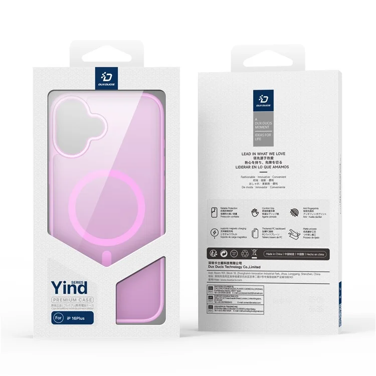 Capa DUX DUCIS Yind Series para iPhone 16 Plus compatível com MagSafe PC+TPU Capa de telefone fosca - Rosa Pink