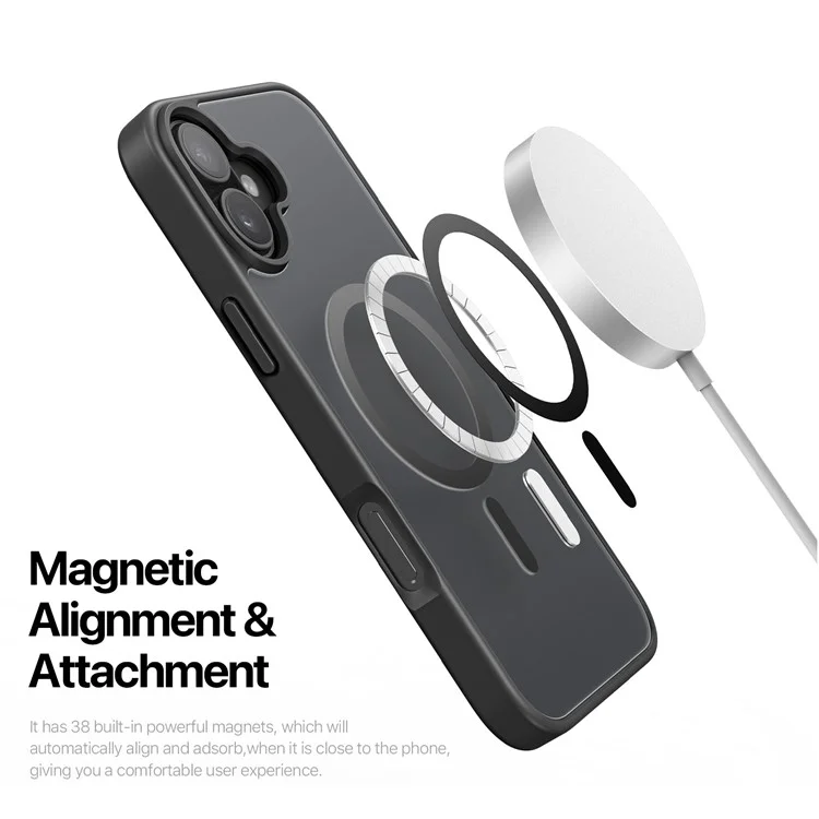 DUX DUCIS Yind Series для iPhone 16 Чехол с матовым покрытием совместимый с MagSafe PC+TPU Чехол для телефона - Черный