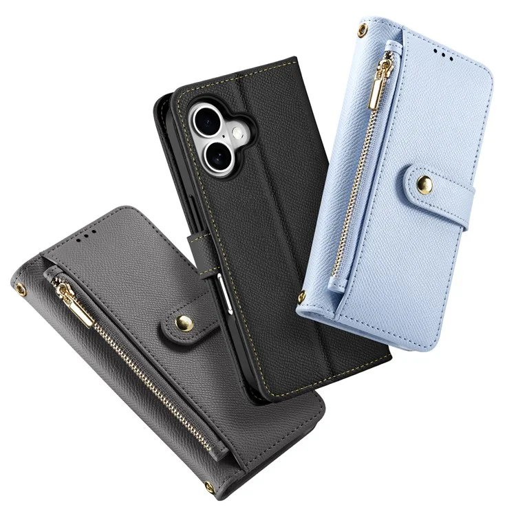 DUX DUCIS Lawa Serie für iPhone 16 Plus Hülle kompatibel mit MagSafe abnehmbare Kuhlederbrieftasche Abdeckung - Schwarz