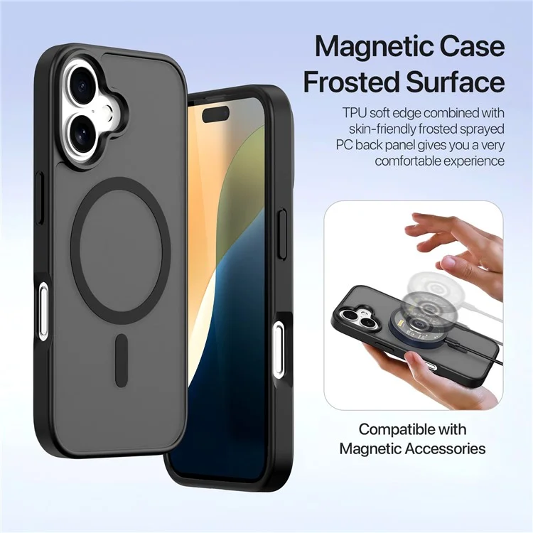 DUX DUCIS Lawa Serie für iPhone 16 Plus Hülle kompatibel mit MagSafe abnehmbare Kuhlederbrieftasche Abdeckung - Schwarz