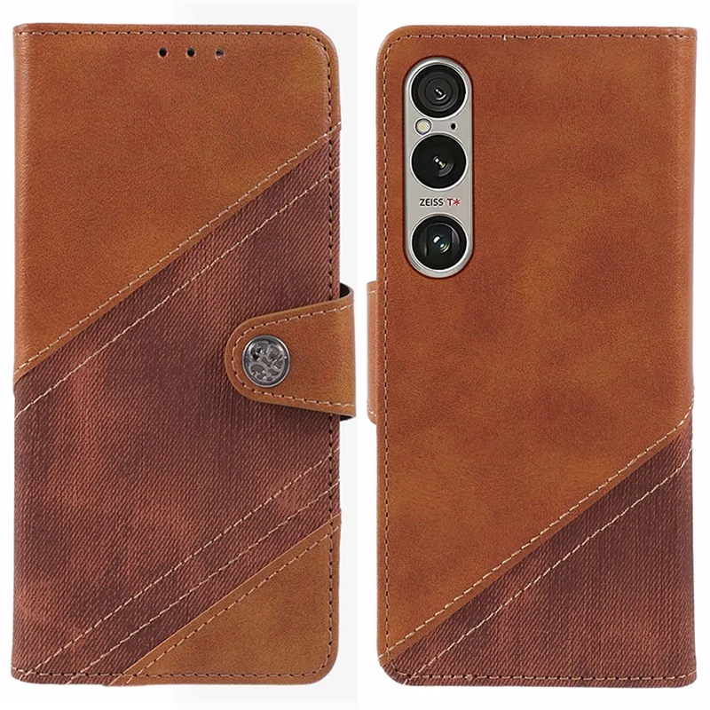 Para Sony Xperia 1 VI Case Soporte de Tarjetas de Cuero Textura de Plapa - Marrón