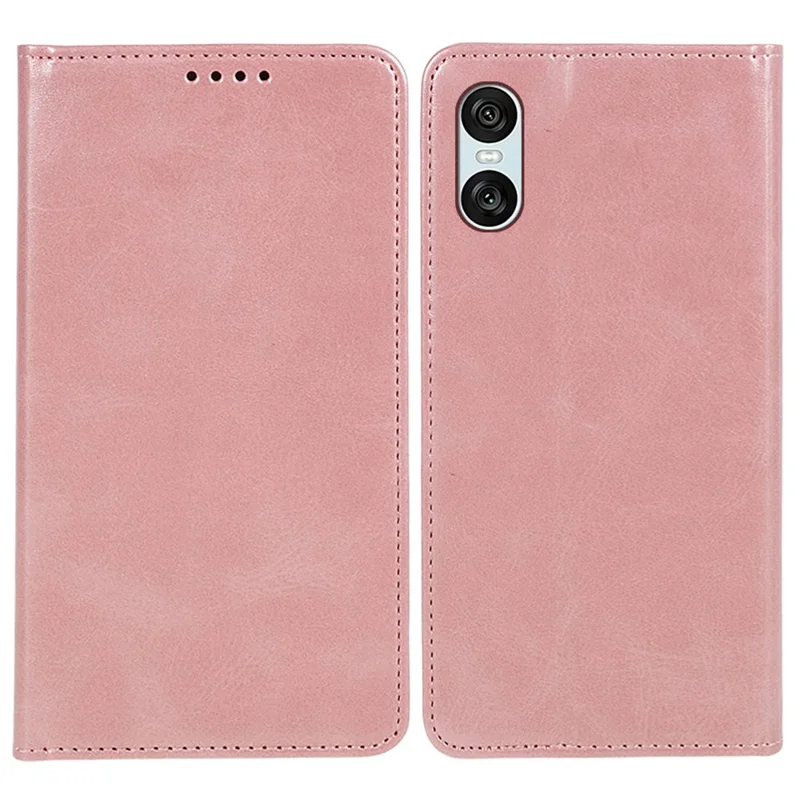 Per Sony Xperia 10 VI Case Folio Shock-proof PU Leather Phone Cover Calf Texture - Rose Gold