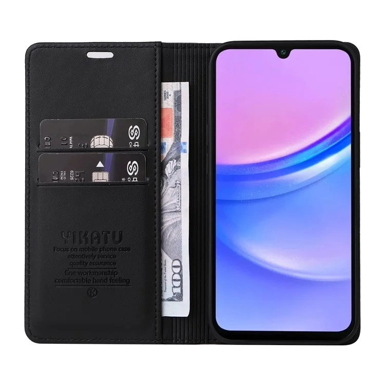 Yikatu YK-001 Для Samsung Galaxy A16 Case Stand Leather Phone Cover Song Magnetic Closure - Черный