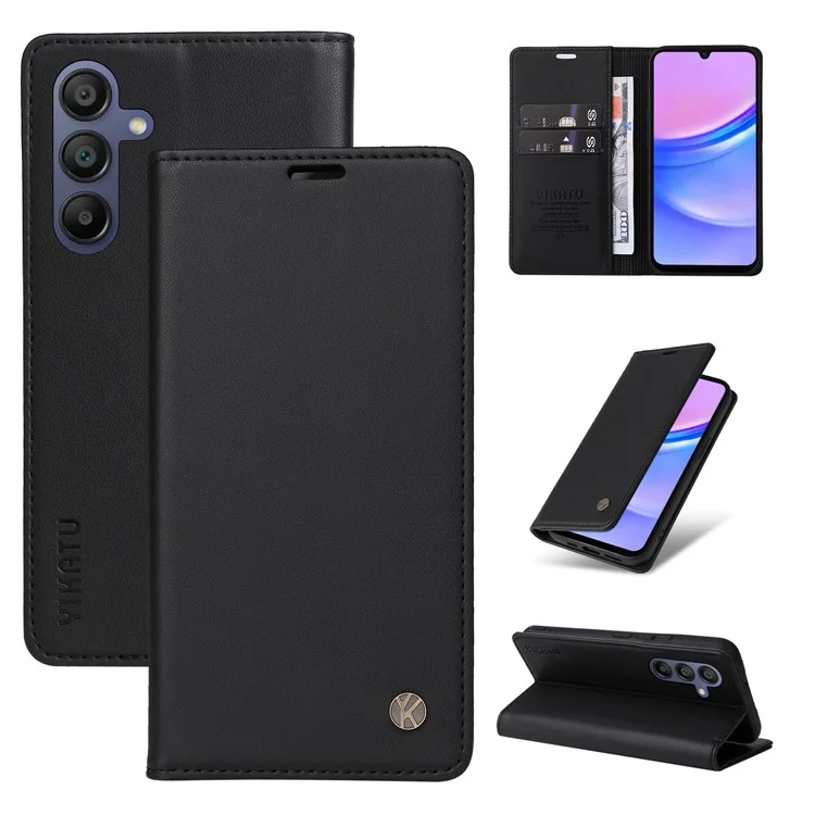 Yikatu YK-001 Для Samsung Galaxy A16 Case Stand Leather Phone Cover Song Magnetic Closure - Черный