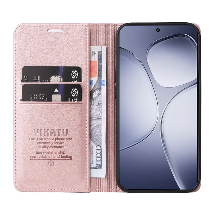 Yikatu Yk-001 Для Xiaomi Redmi K70 Ultra Case Stand Leather Phone Cople Сильный Магнитный Закрытие - Розовое Золото