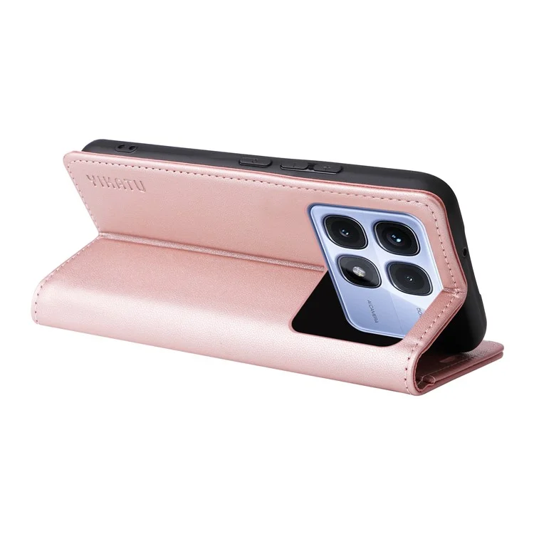Yikatu Yk-001 Для Xiaomi Redmi K70 Ultra Case Stand Leather Phone Cople Сильный Магнитный Закрытие - Розовое Золото