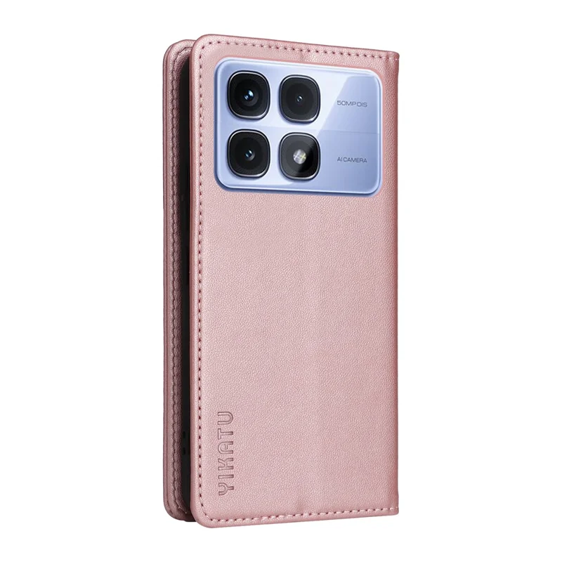 Yikatu Yk-001 Для Xiaomi Redmi K70 Ultra Case Stand Leather Phone Cople Сильный Магнитный Закрытие - Розовое Золото