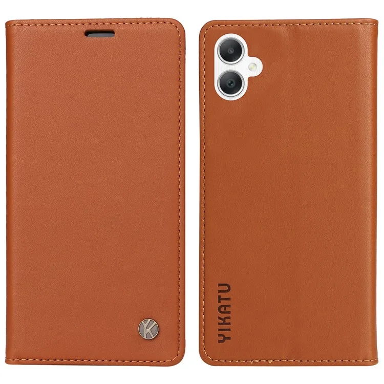 YIKATU YK-001 For Samsung Galaxy A06 4G Case Stand Leather Phone Cover Strong Magnetic Closure - Brown