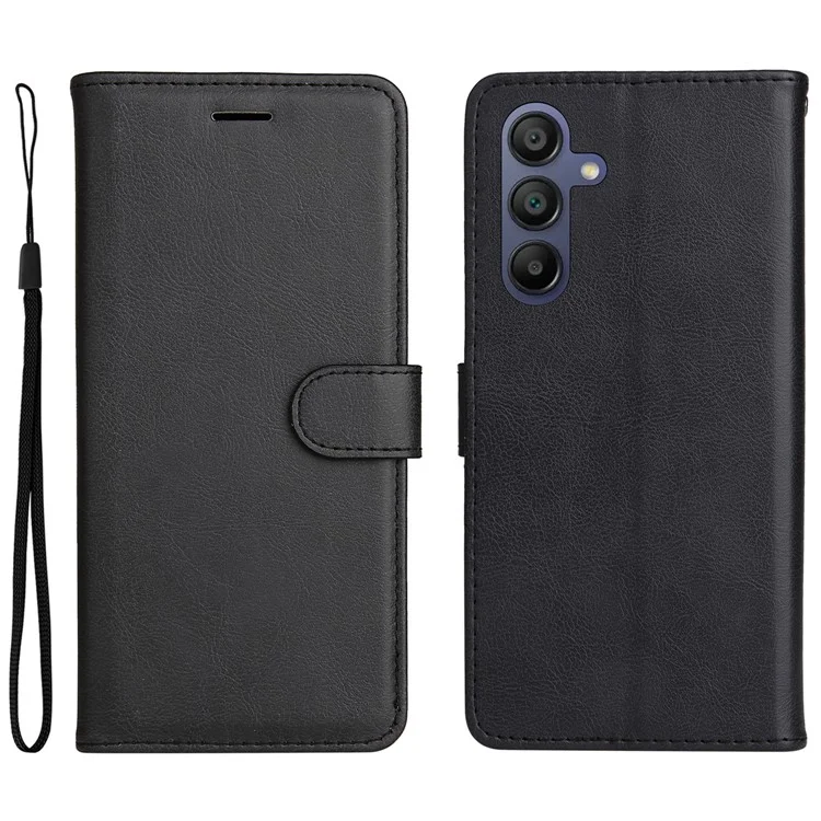 KT Leather Series-2 per custodia Samsung Galaxy A16 5G / A16 4G Custodia in pelle a colore solido Cover portafoglio con supporto - Nero