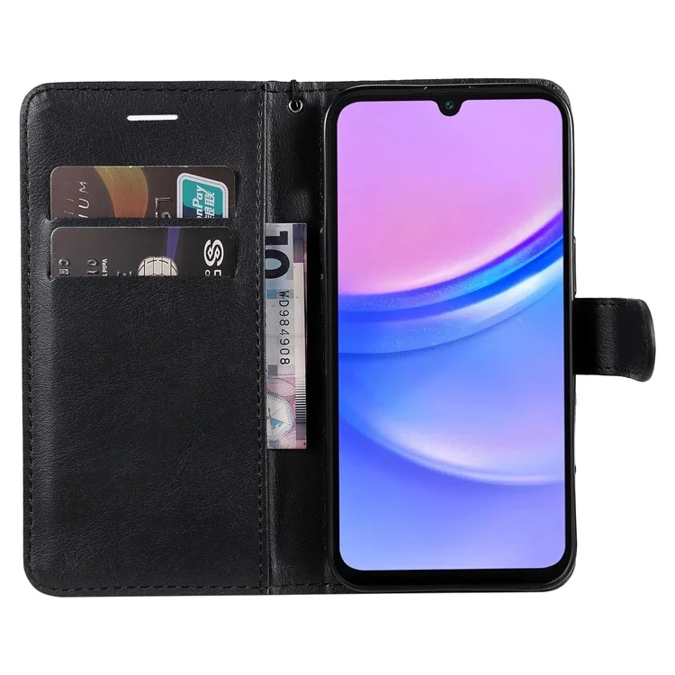 KT Leather Series-2 per custodia Samsung Galaxy A16 5G / A16 4G Custodia in pelle a colore solido Cover portafoglio con supporto - Nero