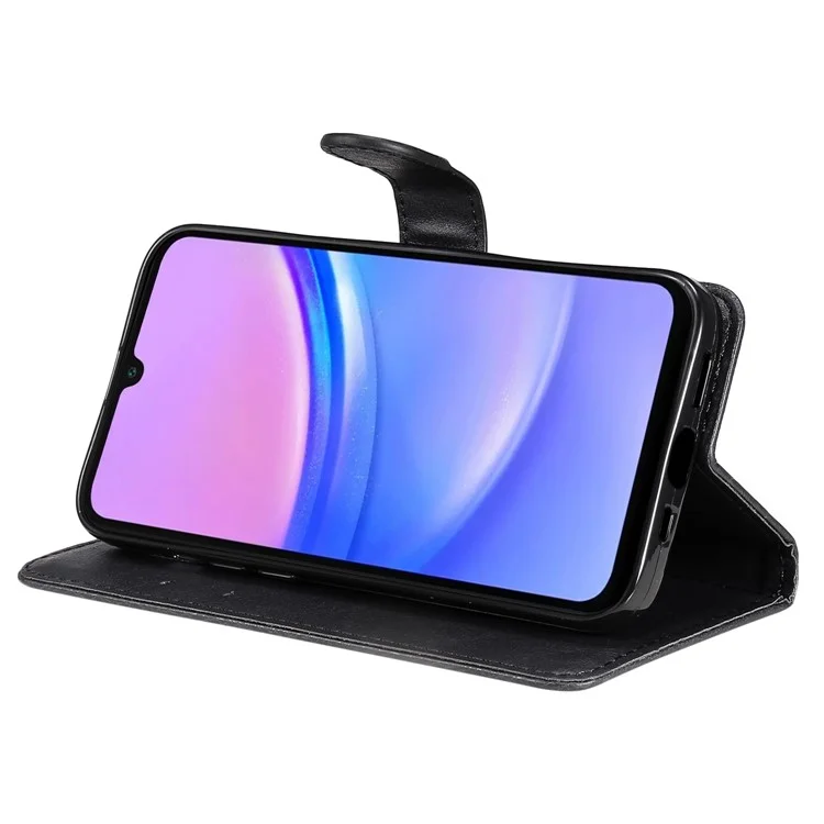 KT Leather Series-2 per custodia Samsung Galaxy A16 5G / A16 4G Custodia in pelle a colore solido Cover portafoglio con supporto - Nero