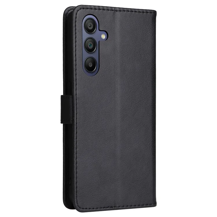 KT Leather Series-2 per custodia Samsung Galaxy A16 5G / A16 4G Custodia in pelle a colore solido Cover portafoglio con supporto - Nero