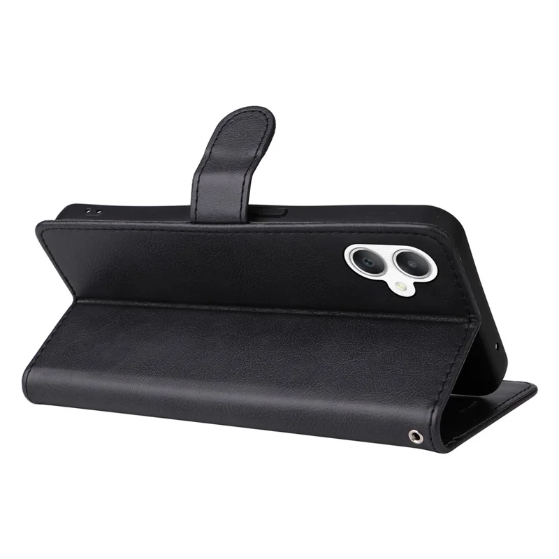 KT Leather Series-2 per Samsung Galaxy A06 Custodia Colore Solido Custodia in Pelle Portafoglio Stand - Nero