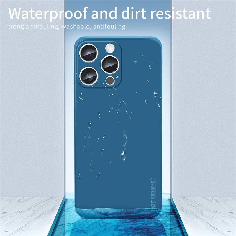 Pinwuyo JK Touching Series Para Iphone 16 Pro Case Silky Touch Toupe TPU Soft Topa Tape de Volta - Azul-marinho