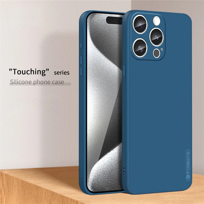 Pinwuyo JK Touching Series Pour Iphone 16 Pro Max Case TPU TPU Couverture Prétention de Leen Précise - Bleu Marine