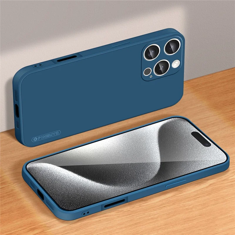 Pinwuyo JK Touching Series Pour Iphone 16 Pro Max Case TPU TPU Couverture Prétention de Leen Précise - Bleu Marine