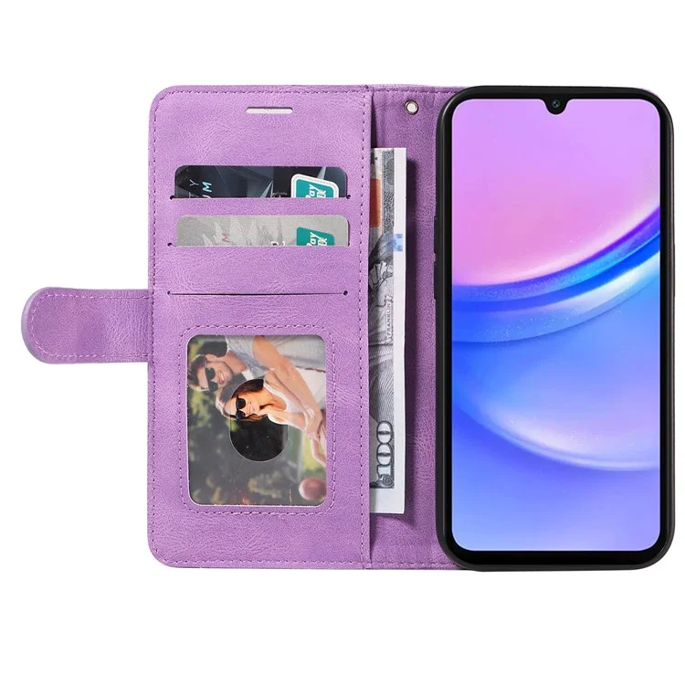 KT Leather Series-1 для Samsung Galaxy A16 5G / A16 4G Кожаный чехол Цветное сплетение Чехол-бумажник со стендом - Пурпурный