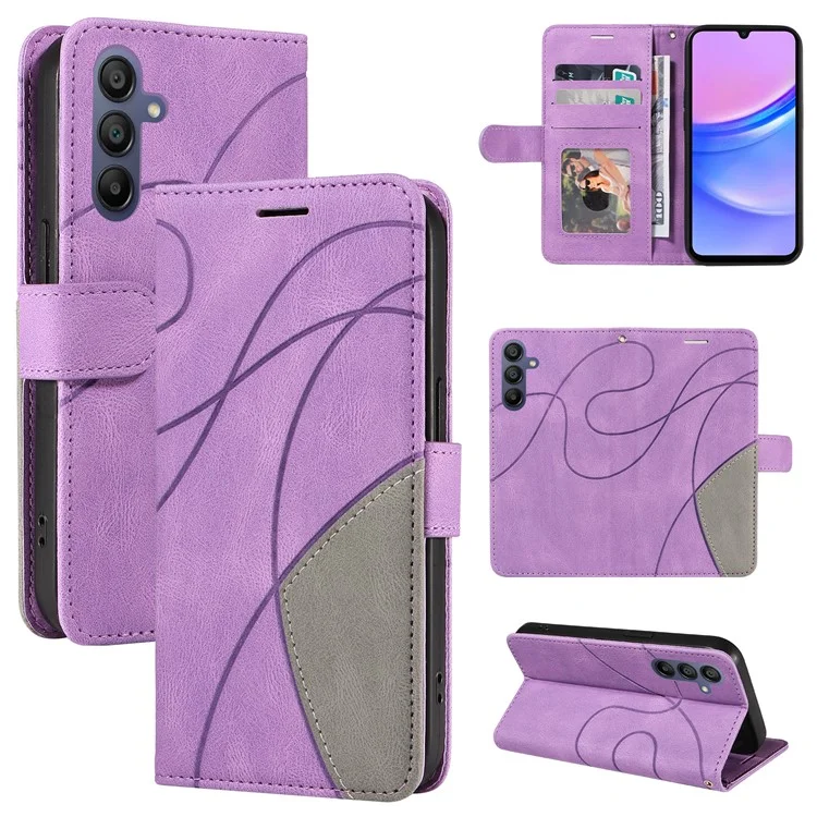 KT Leather Series-1 для Samsung Galaxy A16 5G / A16 4G Кожаный чехол Цветное сплетение Чехол-бумажник со стендом - Пурпурный