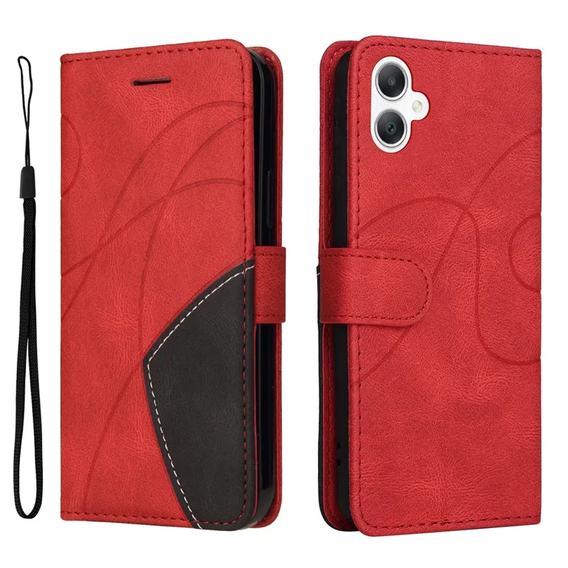 Serie in pelle KT-1 per Samsung Galaxy A06 Custodia in pelle Colore Splicing Custodia per telefono Portafoglio Stand - Rosso