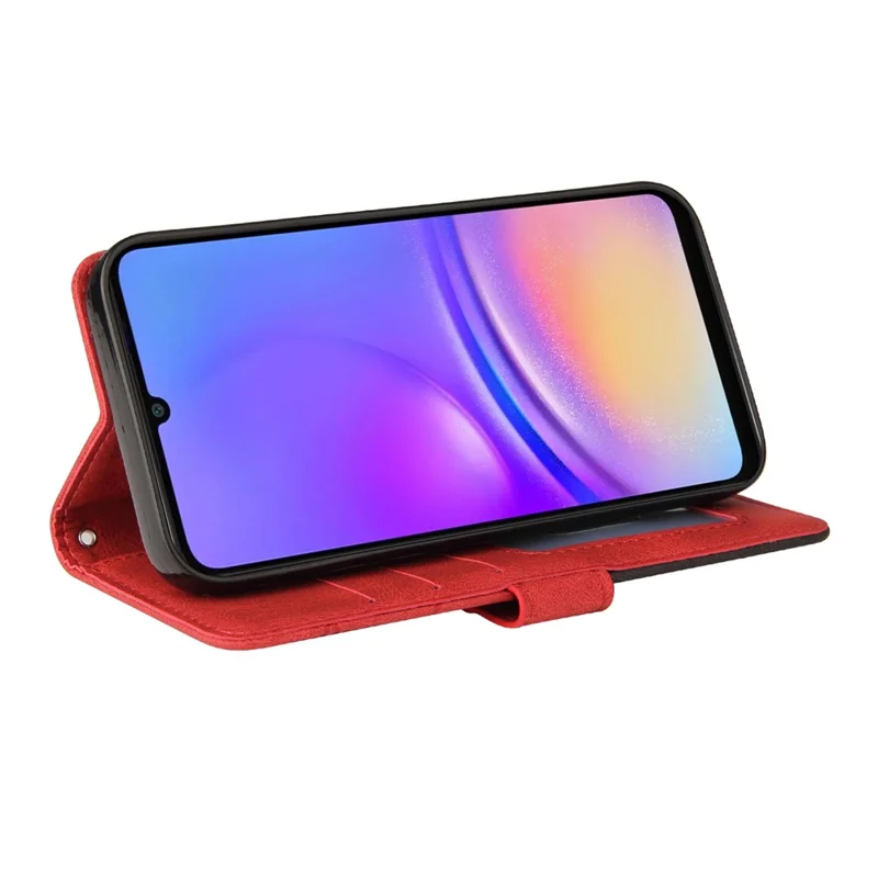 Serie in pelle KT-1 per Samsung Galaxy A06 Custodia in pelle Colore Splicing Custodia per telefono Portafoglio Stand - Rosso