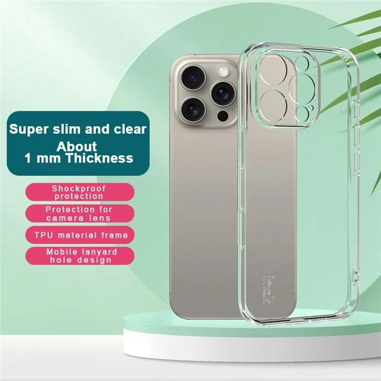 IMAK UX-5 Series per iPhone 16 Pro Custodia TPU Slim Cover telefonica HD Trasparente
