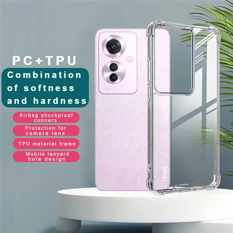 IMAK para Oppo F25 Pro 5G / Reno11 F 5G / Reno11 A 5G Carcasa PC+TPU Transparente Funda Protectora