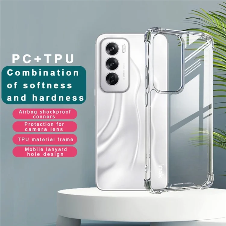 IMAK For Oppo Reno12 5G (Global) Clear Case Airbag Corners PC+TPU Phone Cover