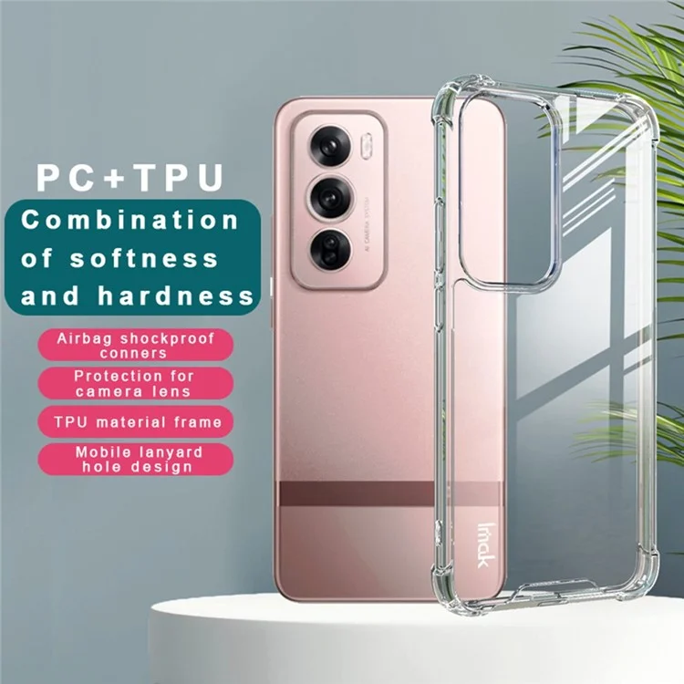 IMAK для Oppo Reno12 Pro 5G (глобальная версия) Чехол PC+TPU Противоударный прозрачный чехол для телефона