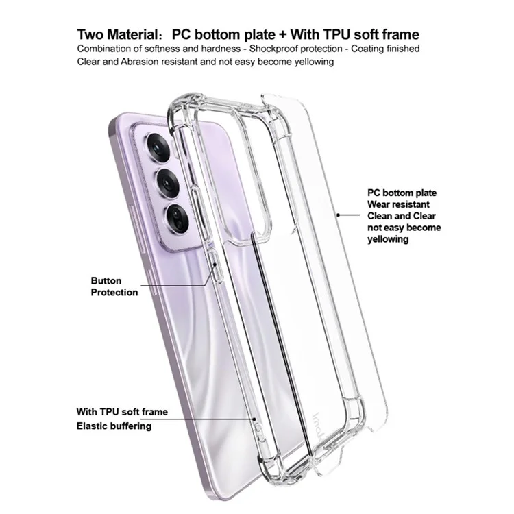 IMAK для Oppo Reno12 Pro 5G (глобальная версия) Чехол PC+TPU Противоударный прозрачный чехол для телефона