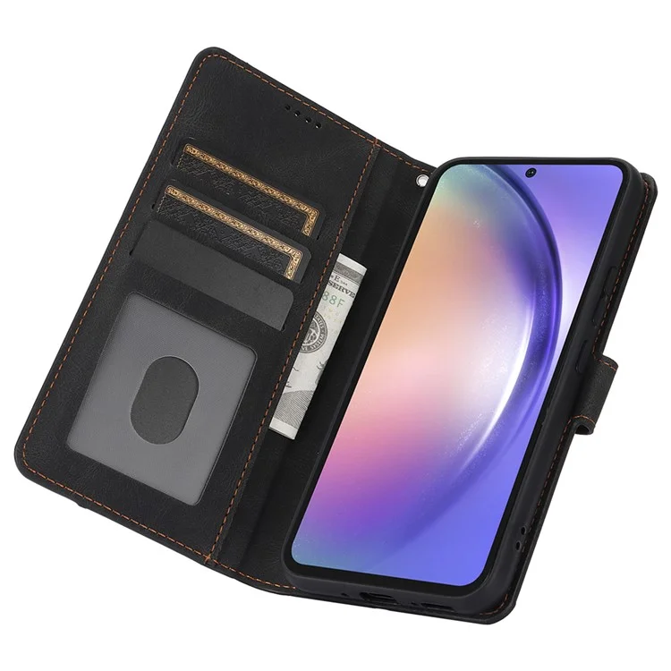 For Samsung Galaxy A16 5G / A16 4G Case PU Leather Phone Cover with Wallet Stand View - Black