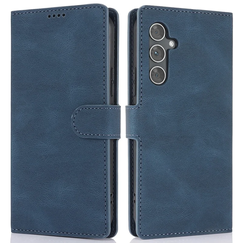 For Samsung Galaxy S24 FE Case PU Leather Phone Cover with Wallet Stand View - Blue