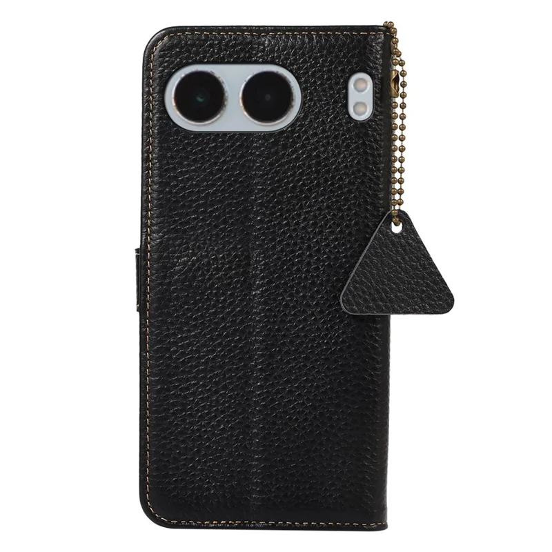 Para OnePlus Nord 4 Case RFID Blocking Litchi Texture Genuine Cow Leather Phone Cover - Black