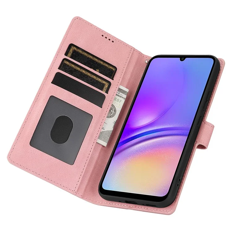 Para Samsung Galaxy A06 Caso PU Caminho de Couro Tampa Com Visualização de Stand Wallet Stand - Rosa