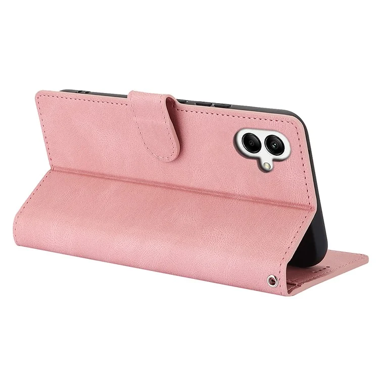 Para Samsung Galaxy A06 Caso PU Caminho de Couro Tampa Com Visualização de Stand Wallet Stand - Rosa