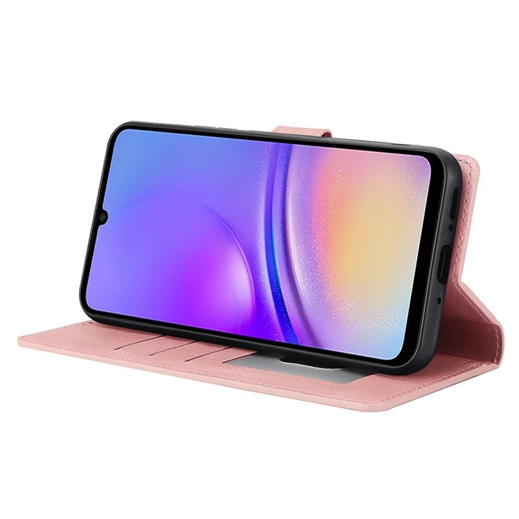 Para Samsung Galaxy A06 Caso PU Caminho de Couro Tampa Com Visualização de Stand Wallet Stand - Rosa